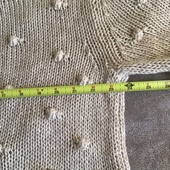 ZARA Knit Crochet Sweater Pom Pom Beige Cottagecore Sz L - Picture 7 of 8